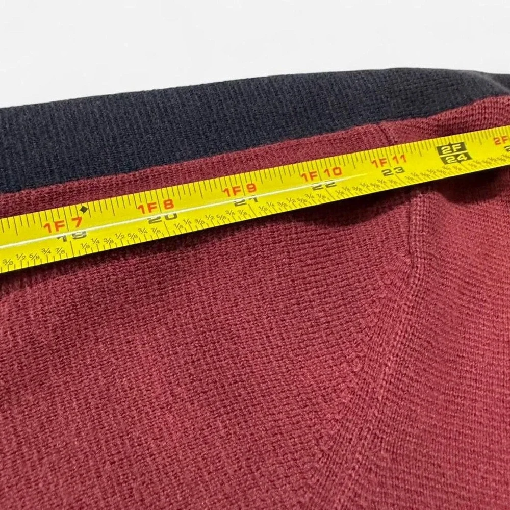 Club Room Mens Cotton Crewneck Sweater Burgundy Red Navy Stripe Large